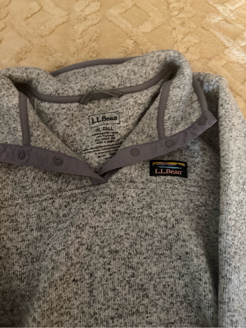 L.L. Bean Womens Gray Heather Zip-Style Snap Pullover Sweater - Picture 1 of 2